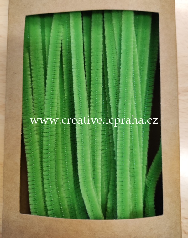 chlupaté barevné drátky - 30cm zelená sv.516575